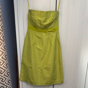 J. Crew Strapless Lime Green Dress with Bow